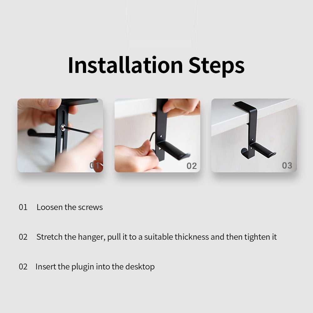 Adjustable Earphone Stand Clip-edge Headphone Holder Bracket Metal Clamp Hook Desktop Mount Headset Hanger - Black