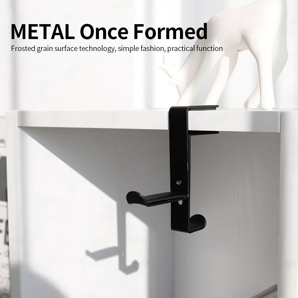 Adjustable Earphone Stand Clip-edge Headphone Holder Bracket Metal Clamp Hook Desktop Mount Headset Hanger - Black