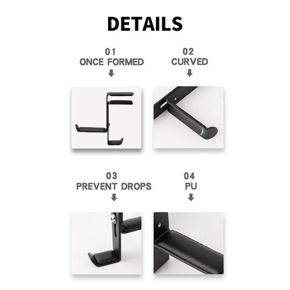 Adjustable Earphone Stand Clip-edge Headphone Holder Bracket Metal Clamp Hook Desktop Mount Headset Hanger - Black