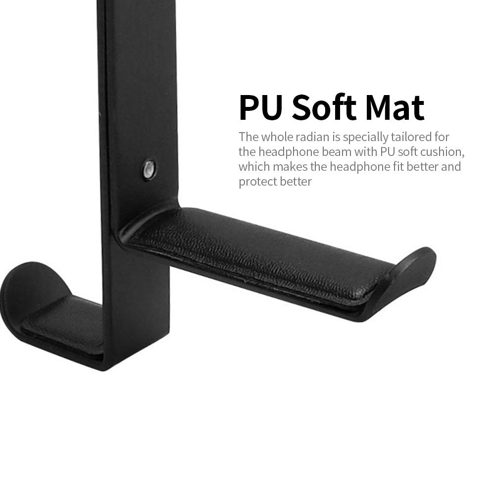 Adjustable Earphone Stand Clip-edge Headphone Holder Bracket Metal Clamp Hook Desktop Mount Headset Hanger - Black