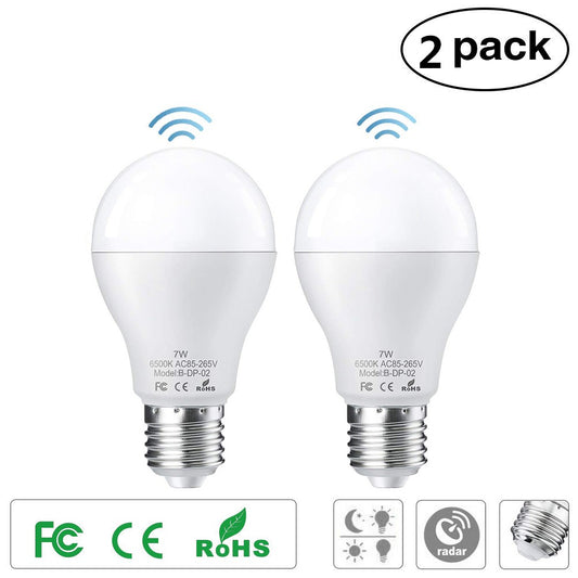 2pcs/lot E27 LED Light Bulb with Motion Sensor Smart Light Radar Sensor 7W Replaces 50 W Sensor Bulb Energy Saving Lamp