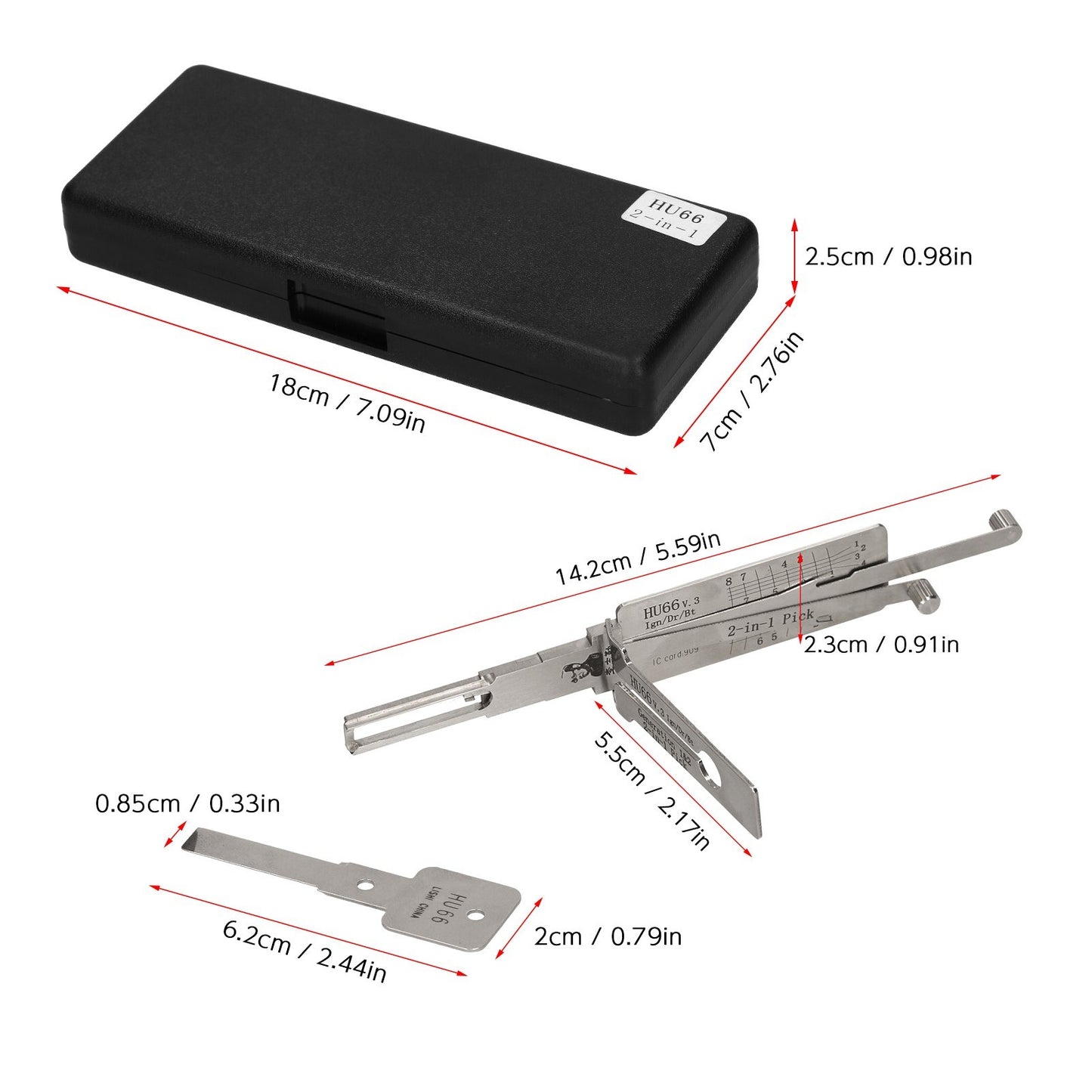2-in-1 Auto Pick and Decoder Kit Sturdy Multi-Tool with Storage Box for Auto Car Repair (HU66)