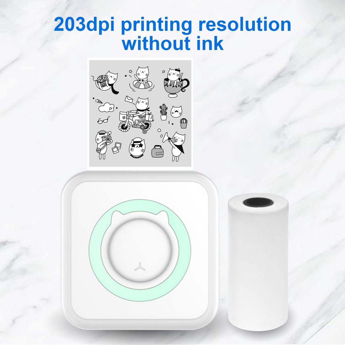 Mini Photo Printer Portable Thermal Printing Machine 203DPI Wireless Bluetooth Connection for Android iOS