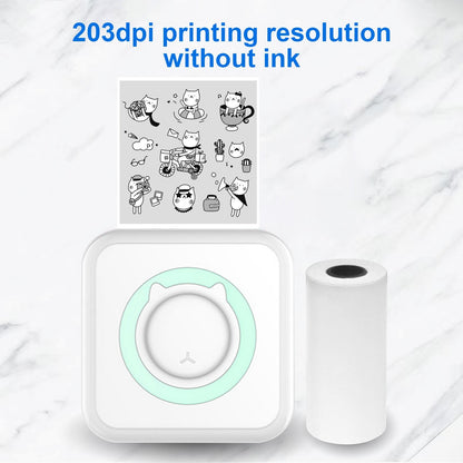 Mini Photo Printer Portable Thermal Printing Machine 203DPI Wireless Bluetooth Connection for Android iOS