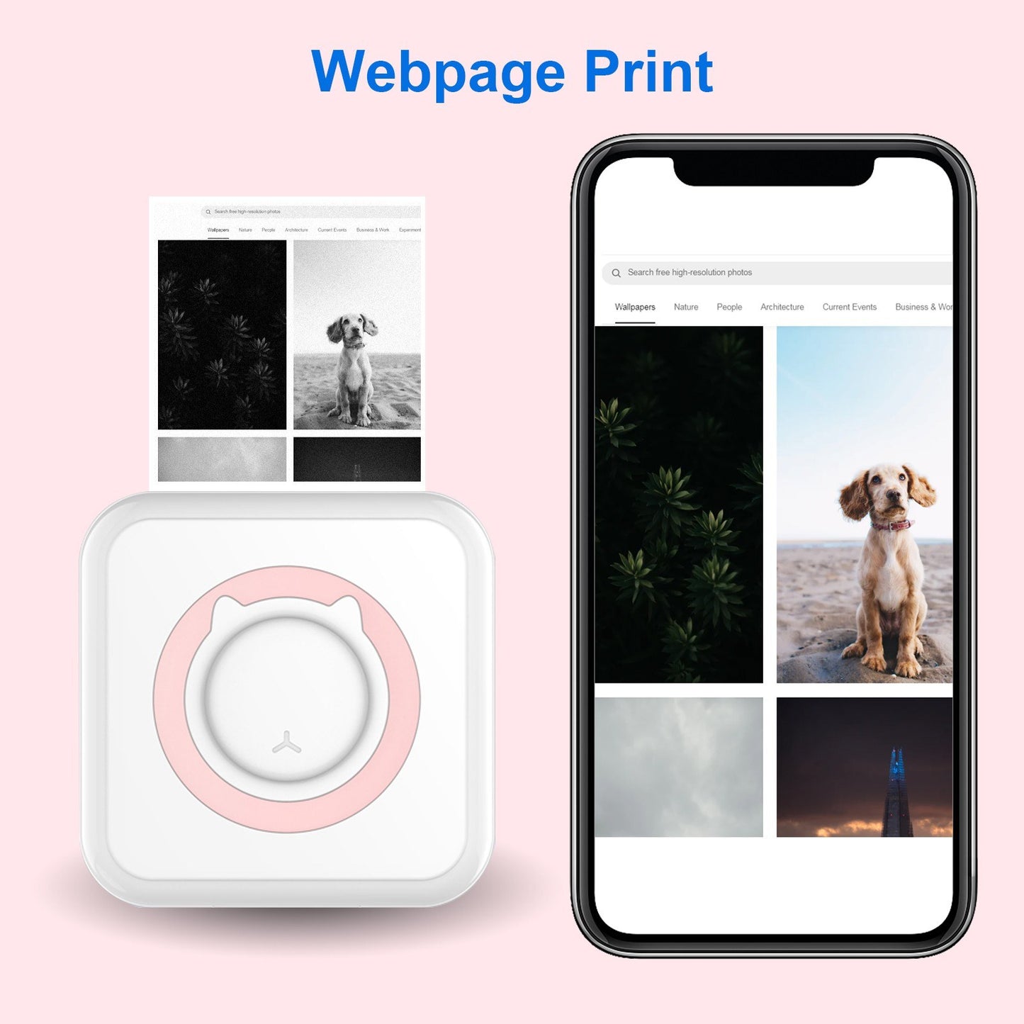 Mini Photo Printer Portable Thermal Printing Machine 203DPI Wireless Bluetooth Connection for Android iOS