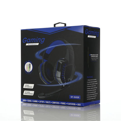 SY-GX20 Wired Headset Volume Control Noise Cancelling Gaming Headphone Earphone - Blue