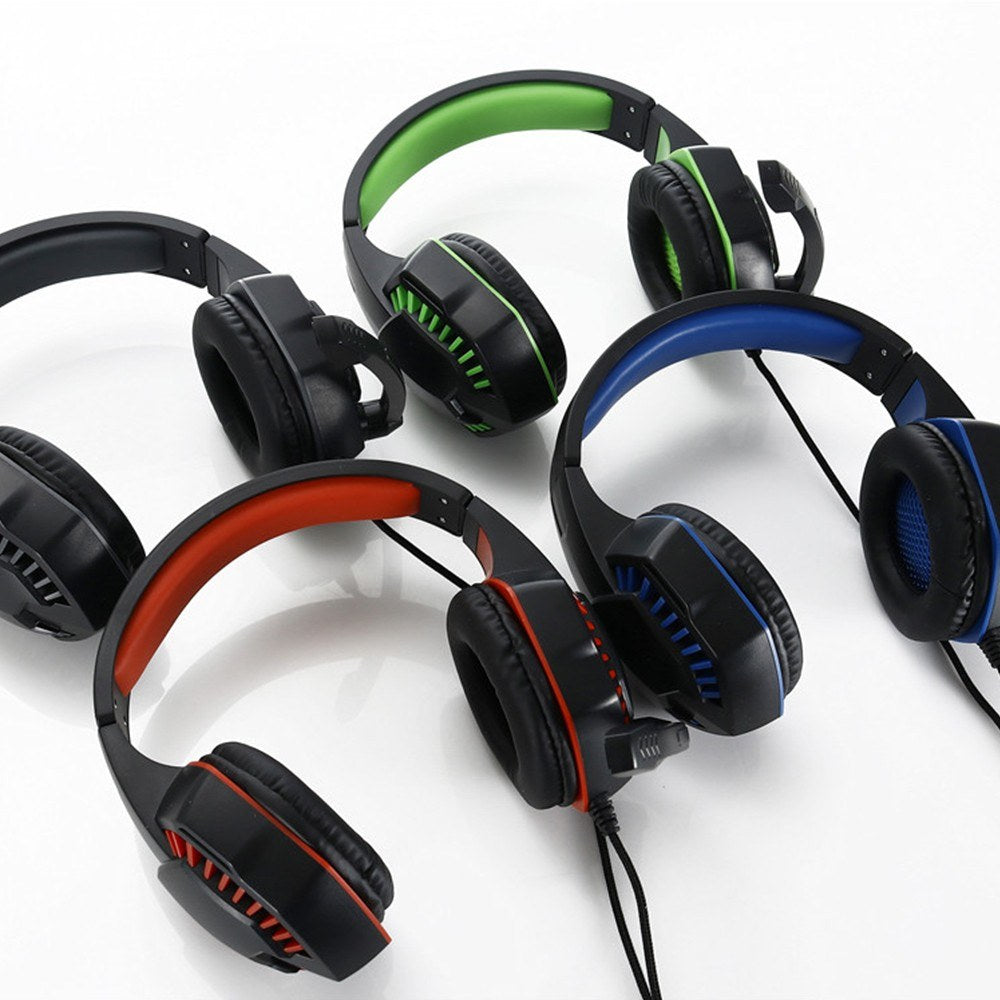 SY-GX20 Wired Headset Volume Control Noise Cancelling Gaming Headphone Earphone - Blue