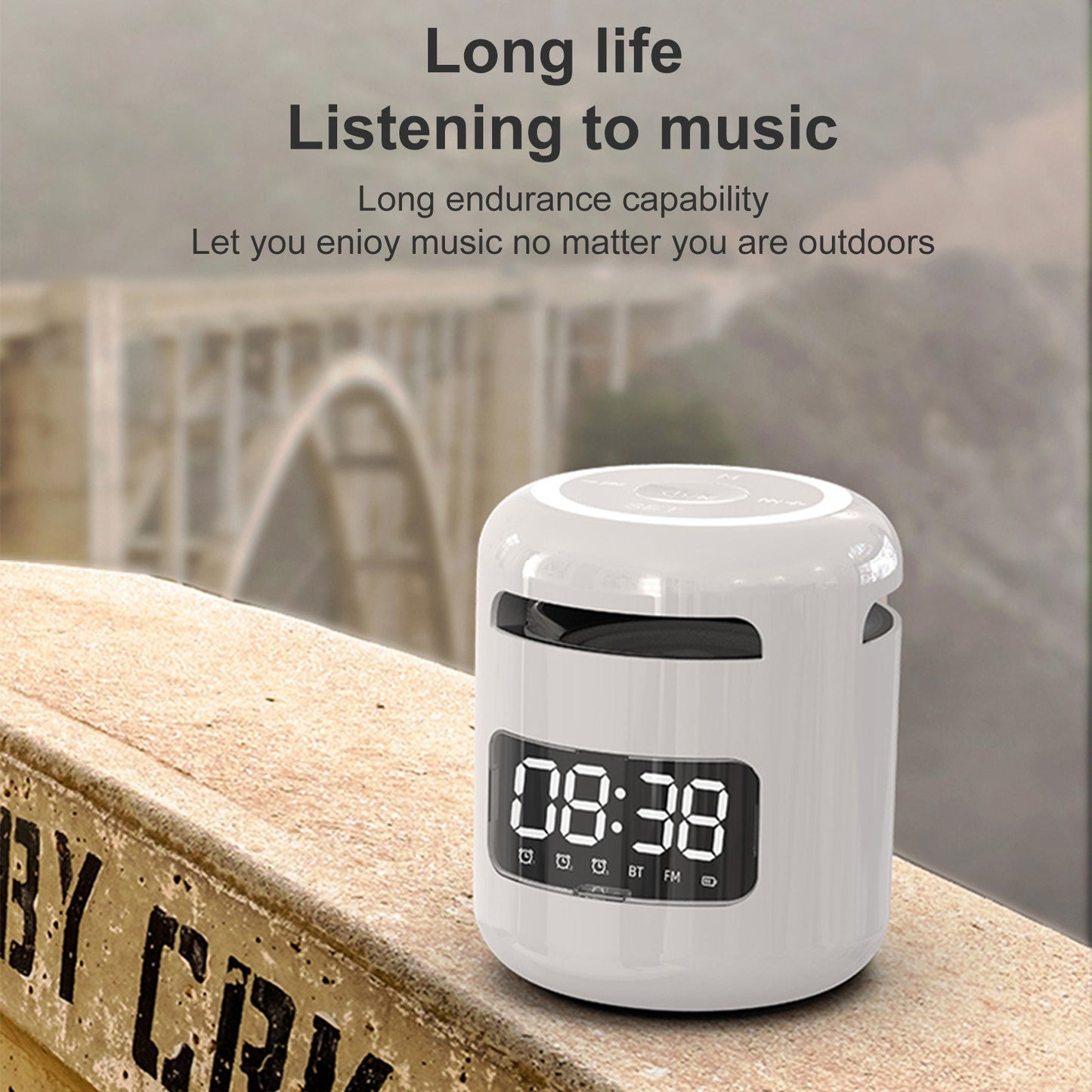 JM01 Hands-free Portable BT 5.0 Speaker Wireless Alarm Clocks Loudspeakers with Mic