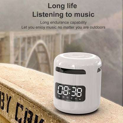 JM01 Hands-free Portable BT 5.0 Speaker Wireless Alarm Clocks Loudspeakers with Mic