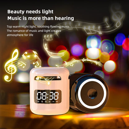 JM01 Hands-free Portable BT 5.0 Speaker Wireless Alarm Clocks Loudspeakers with Mic