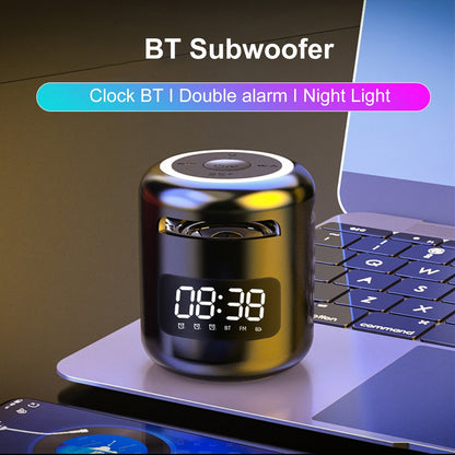JM01 Hands-free Portable BT 5.0 Speaker Wireless Alarm Clocks Loudspeakers with Mic