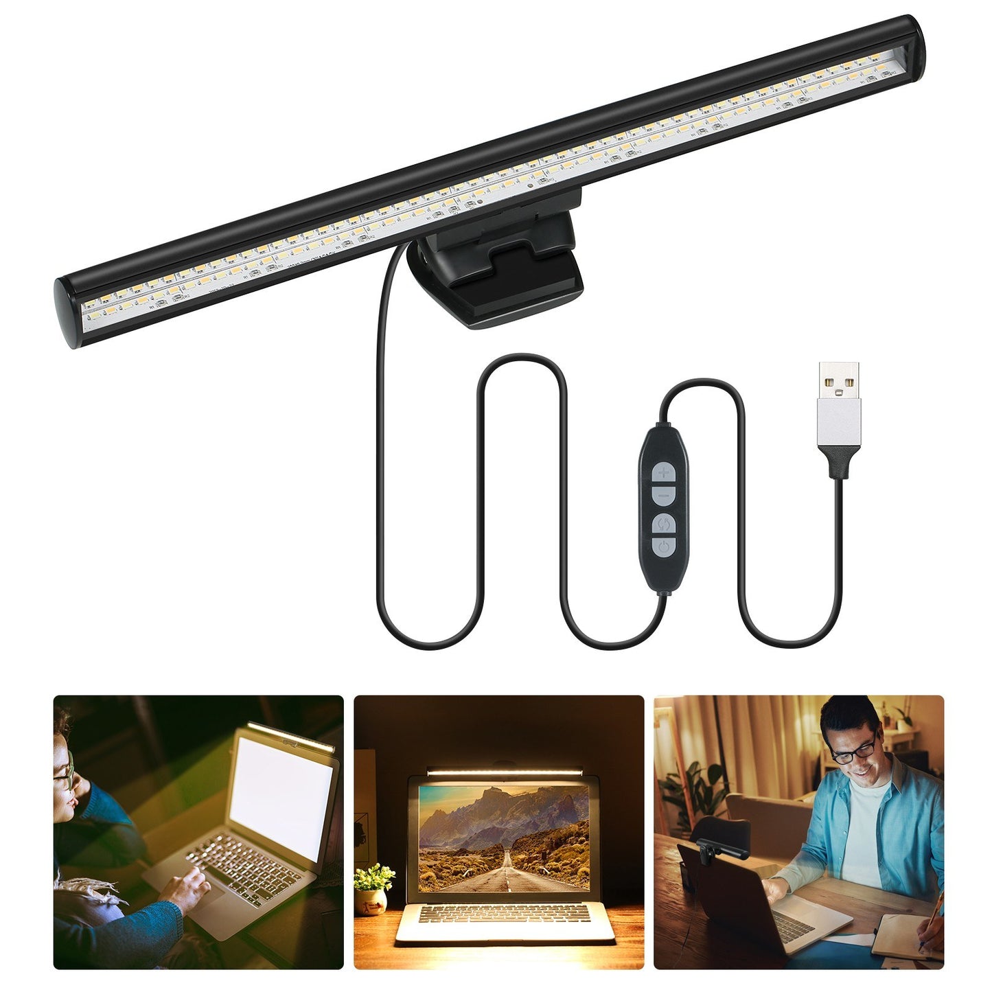 TOMSHINE e-Reading Monitor Light for Laptop USB Operated Dimmable Eye-caring Screen Lamp 3 Color Temperature and Adjustable 10 Brightness Levels