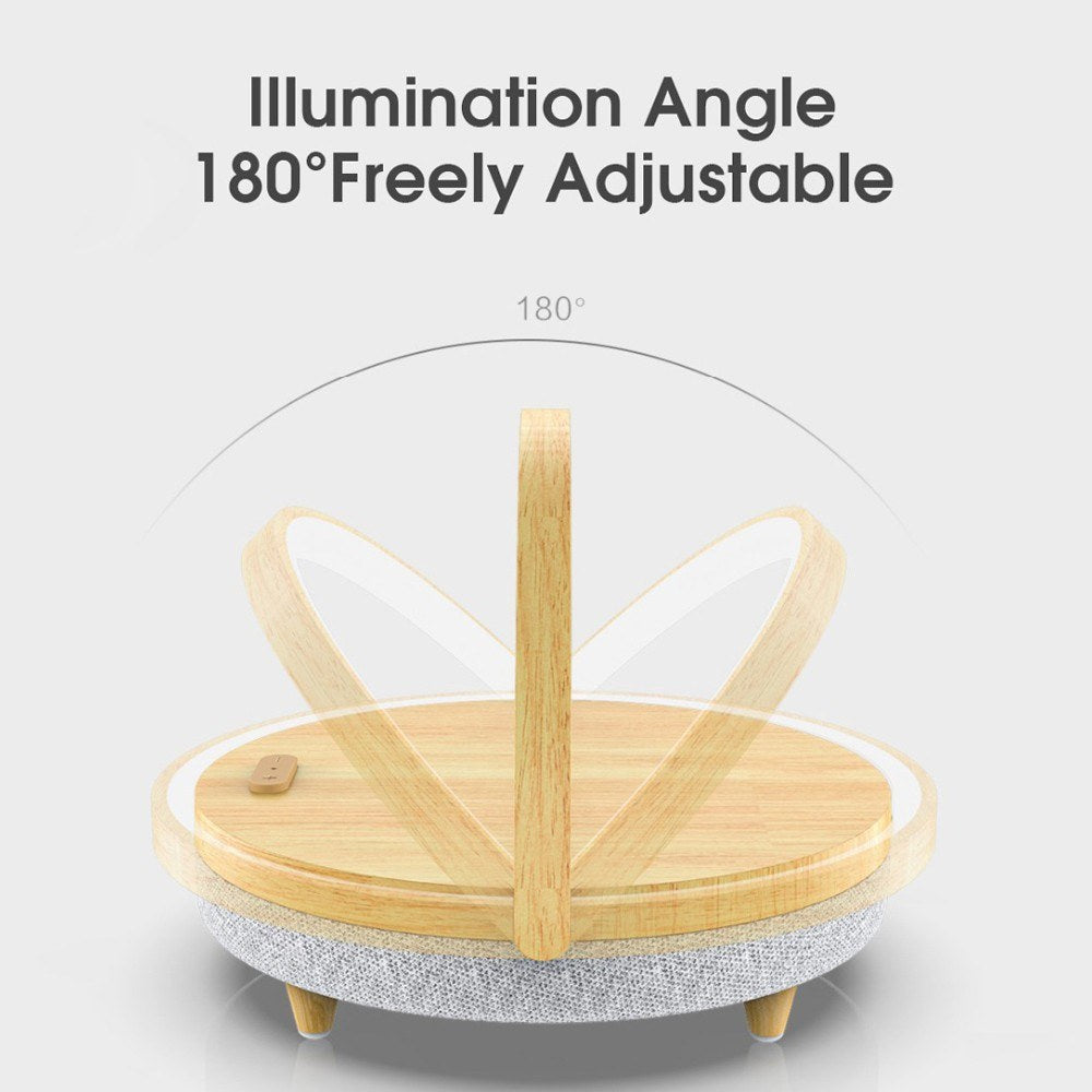 EZVALO Wireless Charging Music Desk Lamp Three-speed Dimming BT 5.0 Speaker Type-c Charging Phone Holder Stylish Lighting Decoration for Home Bedroom Desk