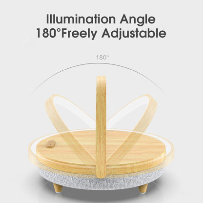 EZVALO Wireless Charging Music Desk Lamp Three-speed Dimming BT 5.0 Speaker Type-c Charging Phone Holder Stylish Lighting Decoration for Home Bedroom Desk