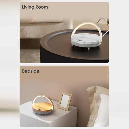 EZVALO Wireless Charging Music Desk Lamp Three-speed Dimming BT 5.0 Speaker Type-c Charging Phone Holder Stylish Lighting Decoration for Home Bedroom Desk