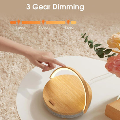 EZVALO Wireless Charging Music Desk Lamp Three-speed Dimming BT 5.0 Speaker Type-c Charging Phone Holder Stylish Lighting Decoration for Home Bedroom Desk