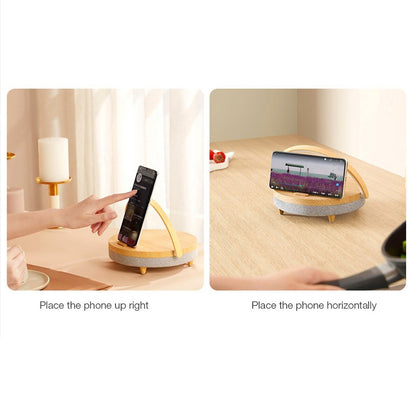 EZVALO Wireless Charging Music Desk Lamp Three-speed Dimming BT 5.0 Speaker Type-c Charging Phone Holder Stylish Lighting Decoration for Home Bedroom Desk