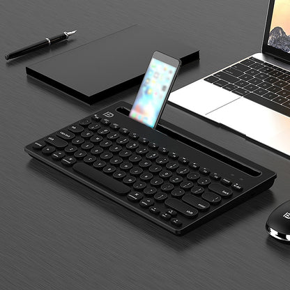 FUDE IK3381 Wireless Bluetooth Keyboard Portable Multifunction Keyboard with Round Keycap Support 3 Devices for Office Home
