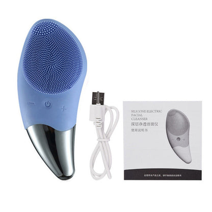 Facial Cleansing Brush Silicone Beauty Massager Electric 5 Speed Sonic Vibrating Scrubber for Deep Cleanser with IPX7 Waterproof