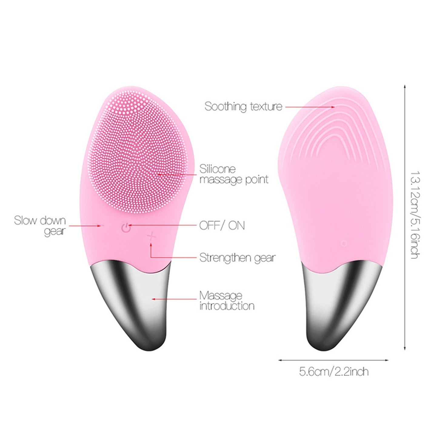 Facial Cleansing Brush Silicone Beauty Massager Electric 5 Speed Sonic Vibrating Scrubber for Deep Cleanser with IPX7 Waterproof