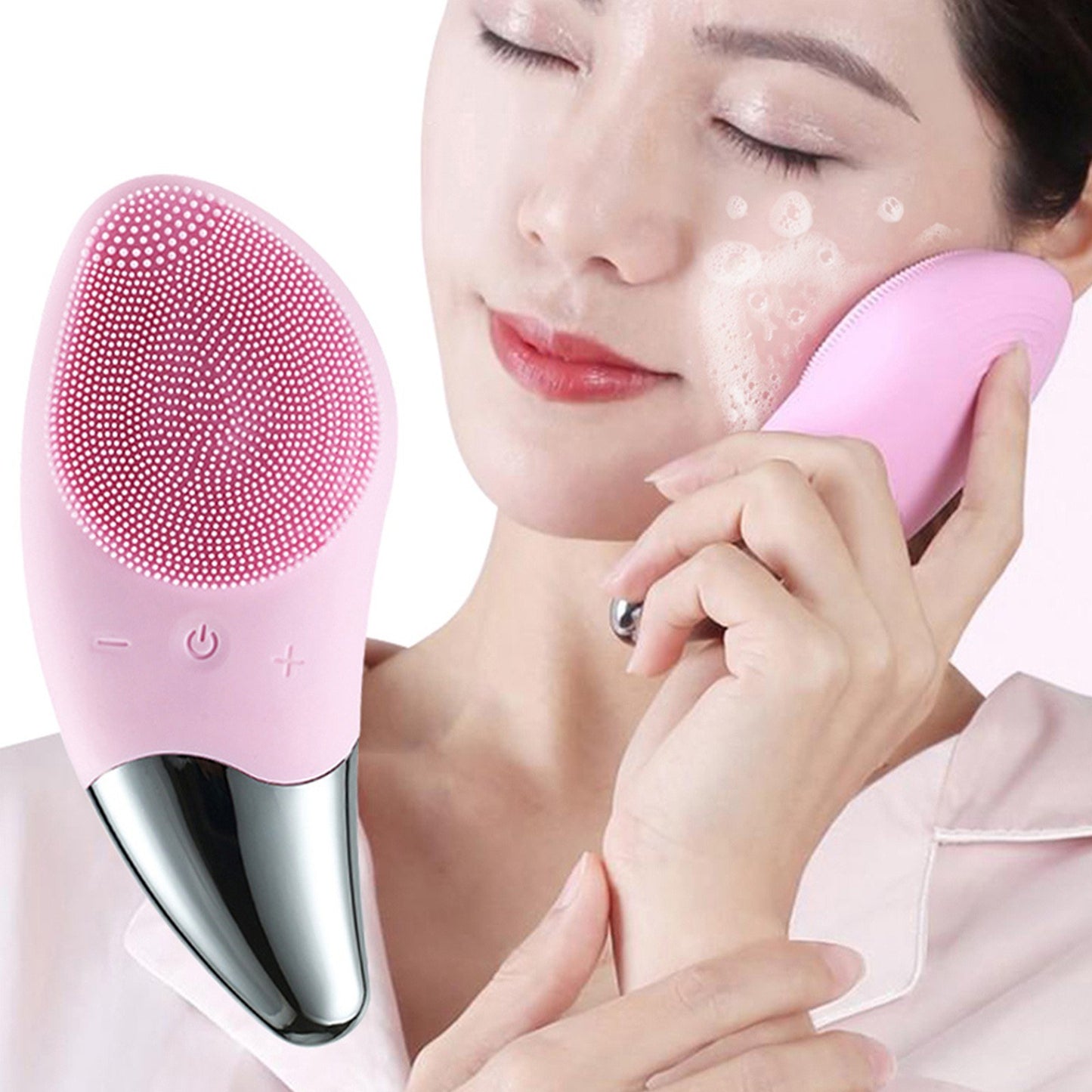 Facial Cleansing Brush Silicone Beauty Massager Electric 5 Speed Sonic Vibrating Scrubber for Deep Cleanser with IPX7 Waterproof