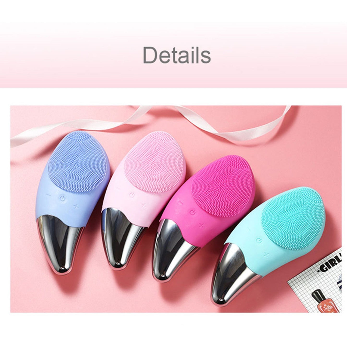 Facial Cleansing Brush Silicone Beauty Massager Electric 5 Speed Sonic Vibrating Scrubber for Deep Cleanser with IPX7 Waterproof