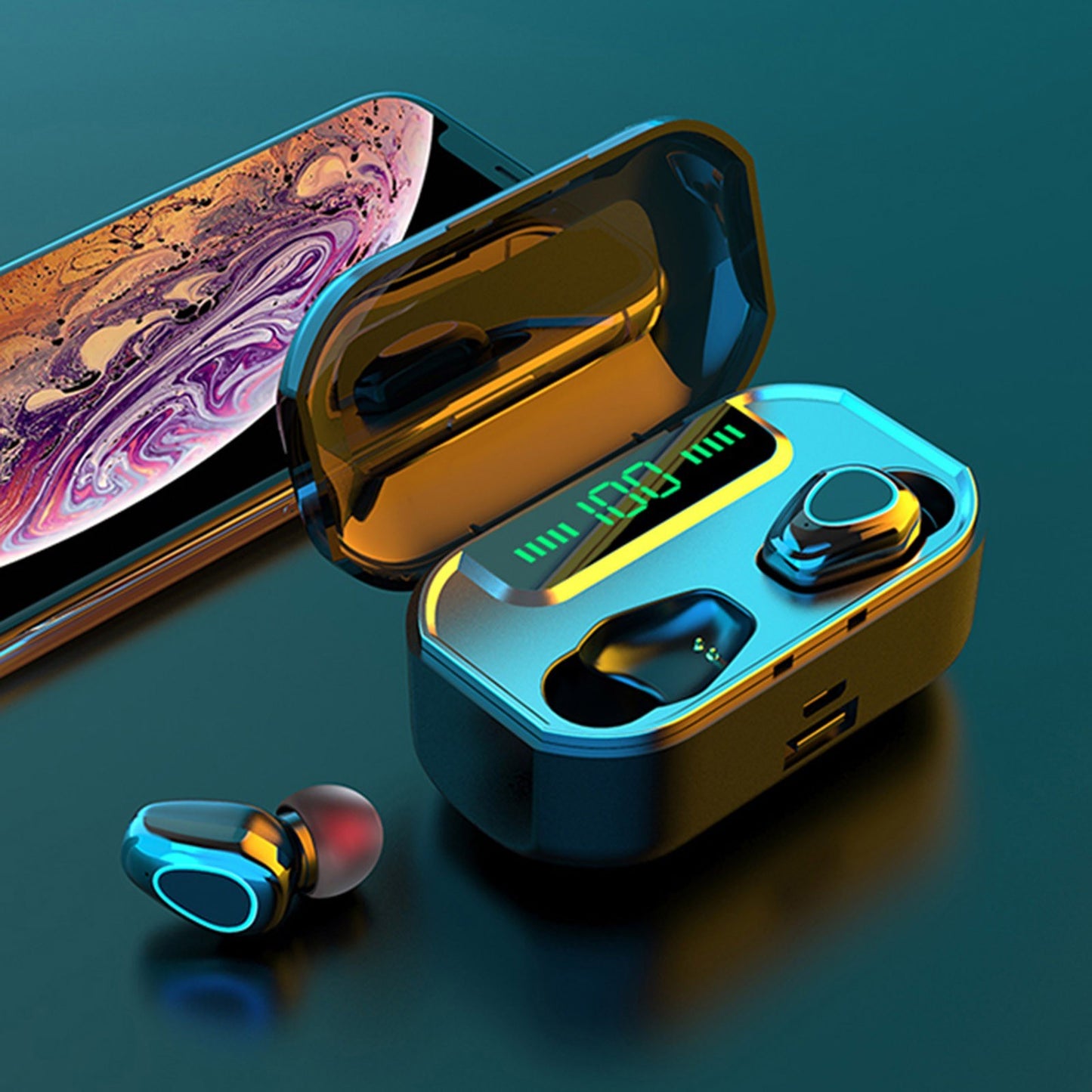 MR-G20 Wireless LED Display HD Call BT 5.1 Mini Sport Headsets Earphone Earbuds with Mic