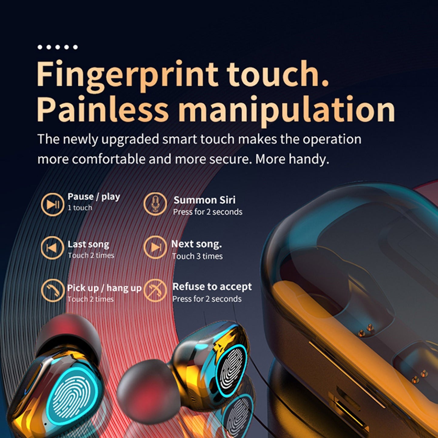 MR-G20 Wireless LED Display HD Call BT 5.1 Mini Sport Headsets Earphone Earbuds with Mic
