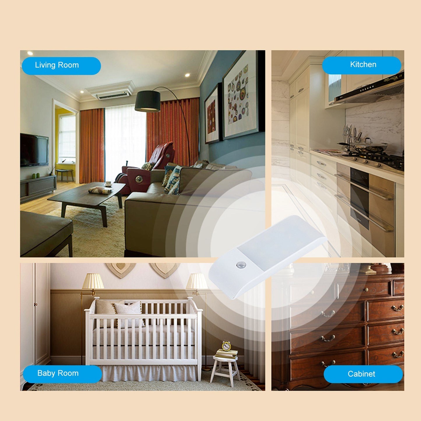 12 LEDs Cabinet Lamp Adopted PIR Motion Inductor Sensor Light Control USB Charging Port Magnetic Base Design Rechargeable Cell for Living Room Bedroom Corridor