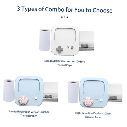 Portable Thermal Printing Mini Pocket Photo Printing Machine 203DPI Wireless Bluetooth Connection for Picture Lable DIY Handcraft List Meno Notes Journal Receipt Paper Instant Printer Sticker Study Work Office