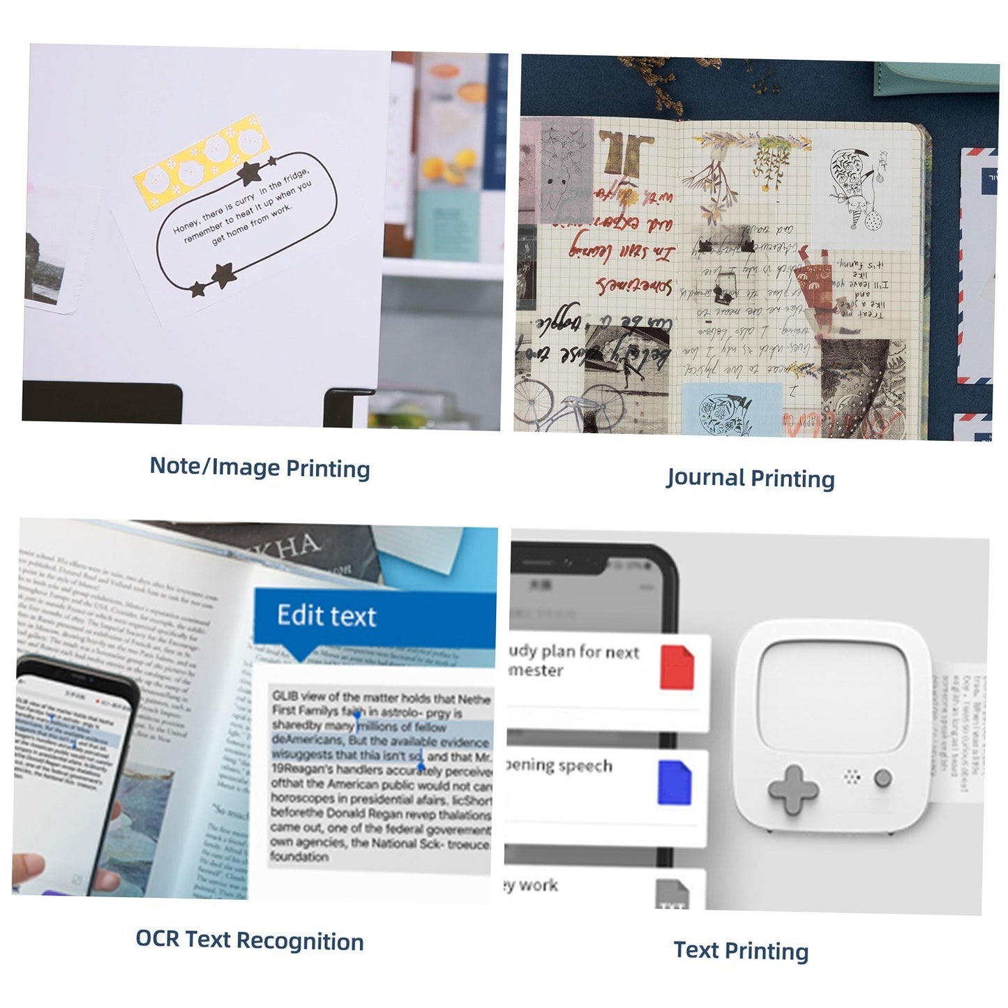 Portable Thermal Printing Mini Pocket Photo Printing Machine 203DPI Wireless Bluetooth Connection for Picture Lable DIY Handcraft List Meno Notes Journal Receipt Paper Instant Printer Sticker Study Work Office