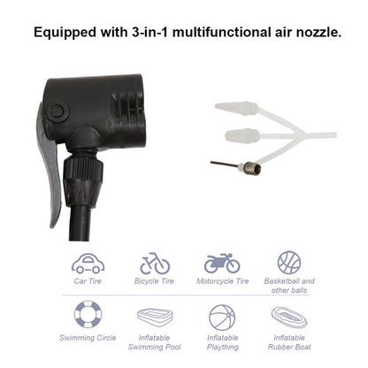 2-in-1 Folding Air Pump with Ordinary Barometer in High-Pressure Pump with Dual Cylinder Portable Inflatable Cylinder Inflation Pump with Pedal for Automobiles Bicycles Rubber Boats