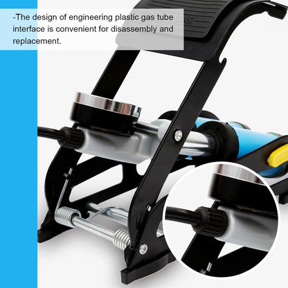 2-in-1 Folding Air Pump with Ordinary Barometer in High-Pressure Pump with Dual Cylinder Portable Inflatable Cylinder Inflation Pump with Pedal for Automobiles Bicycles Rubber Boats