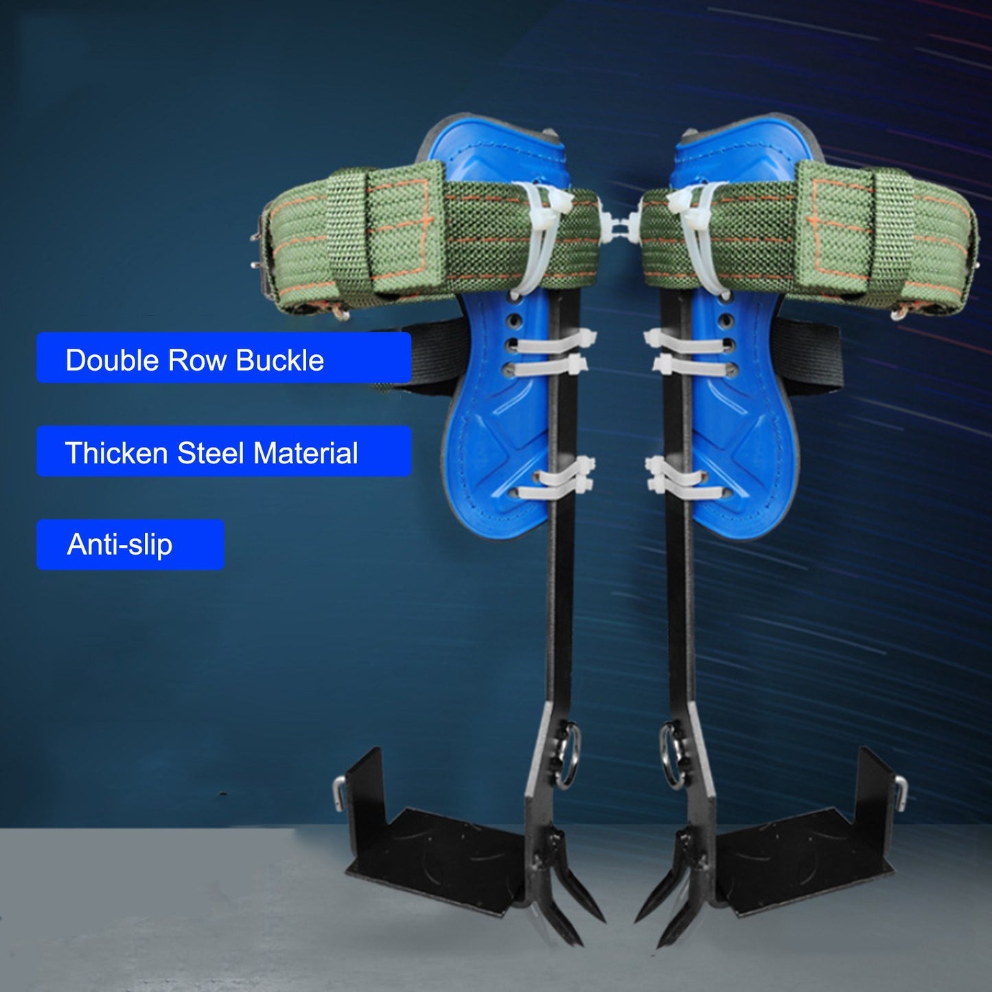1 Pair Tree Climbing Spikes Adjustable Safety Belt Straps Rope Stainless Steel Picking Fruit Tree Climbing Shoes Tool