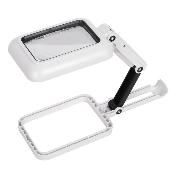 Handheld Large Reading Magnifier 3X Desktop Lighted Magnifying Glass with Cold and Warm Lights for Hobby Crafts Tasks