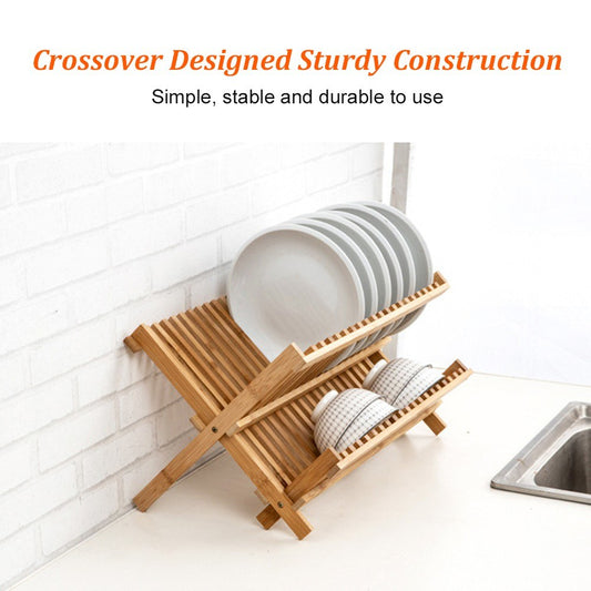 16-Grid Dish Drying Rack Storage Rack Plate Holder for Kitchen Compact Foldable