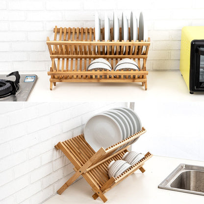 16-Grid Dish Drying Rack Storage Rack Plate Holder for Kitchen Compact Foldable