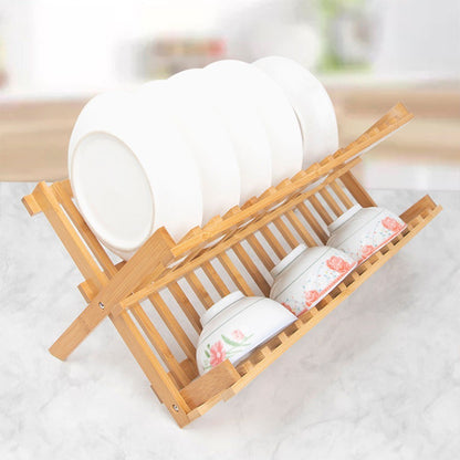 16-Grid Dish Drying Rack Storage Rack Plate Holder for Kitchen Compact Foldable