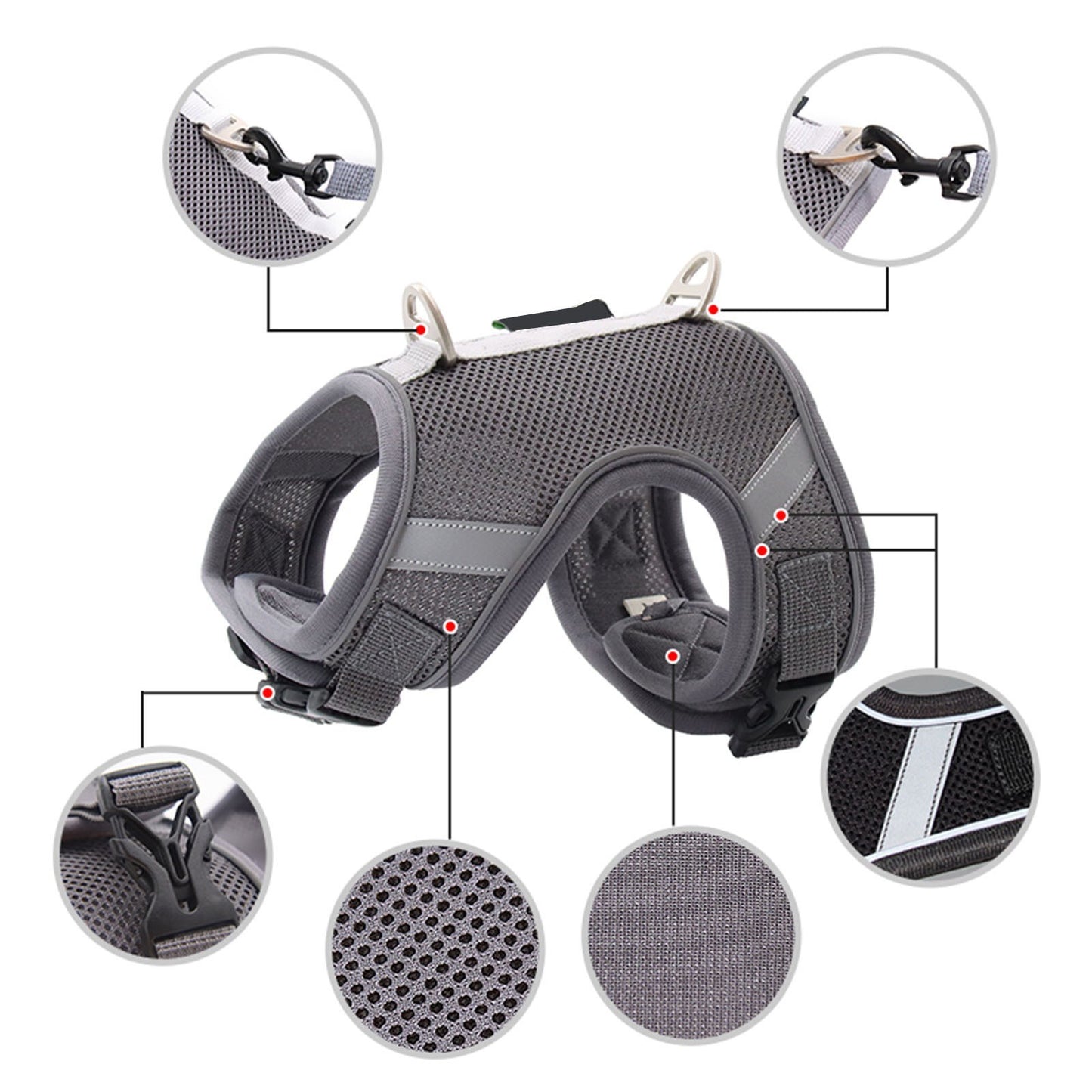 Dog Harness Dog Leash Reflective and Padded Harness with Handle for Small Medium Large Dogs Cats Rabbits