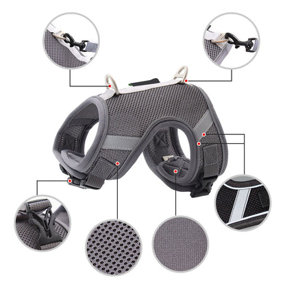 Dog Harness Dog Leash Reflective and Padded Harness with Handle for Small Medium Large Dogs Cats Rabbits