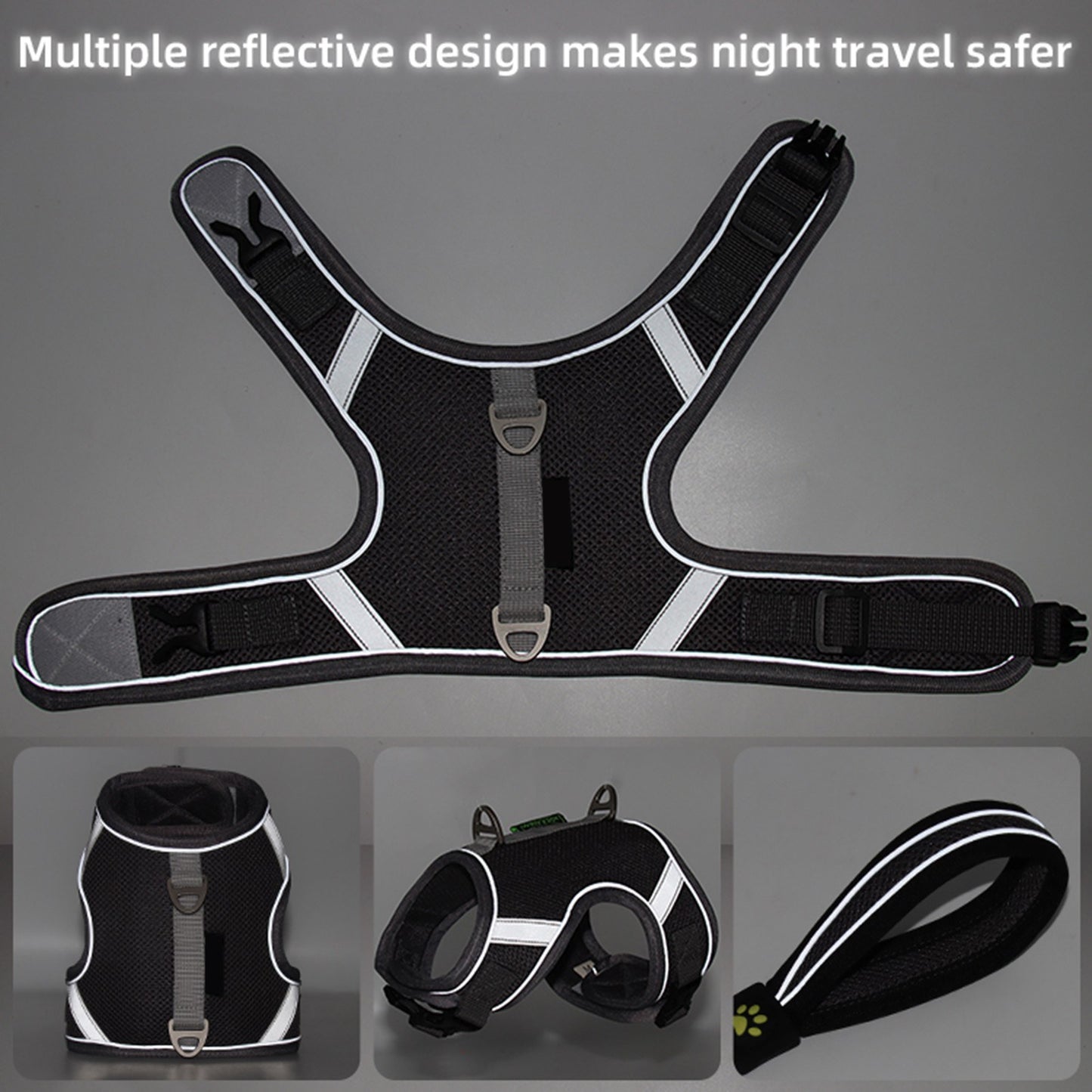 Dog Harness Dog Leash Reflective and Padded Harness with Handle for Small Medium Large Dogs Cats Rabbits