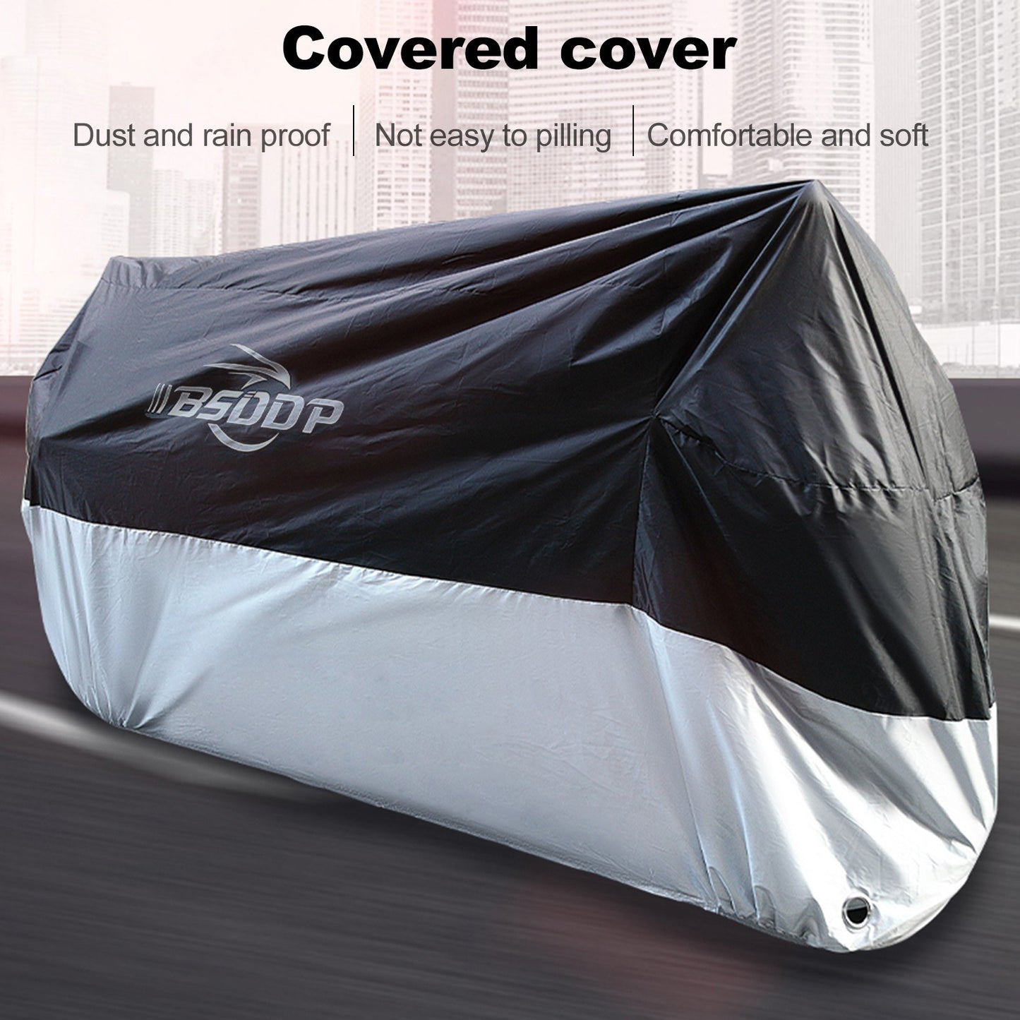 BSDDP 200x90x100cm Motorcycle Cover with Keyhole Oxford Cloth Waterproof Dustproof Motorbike Outdoor Protective Hood Cover