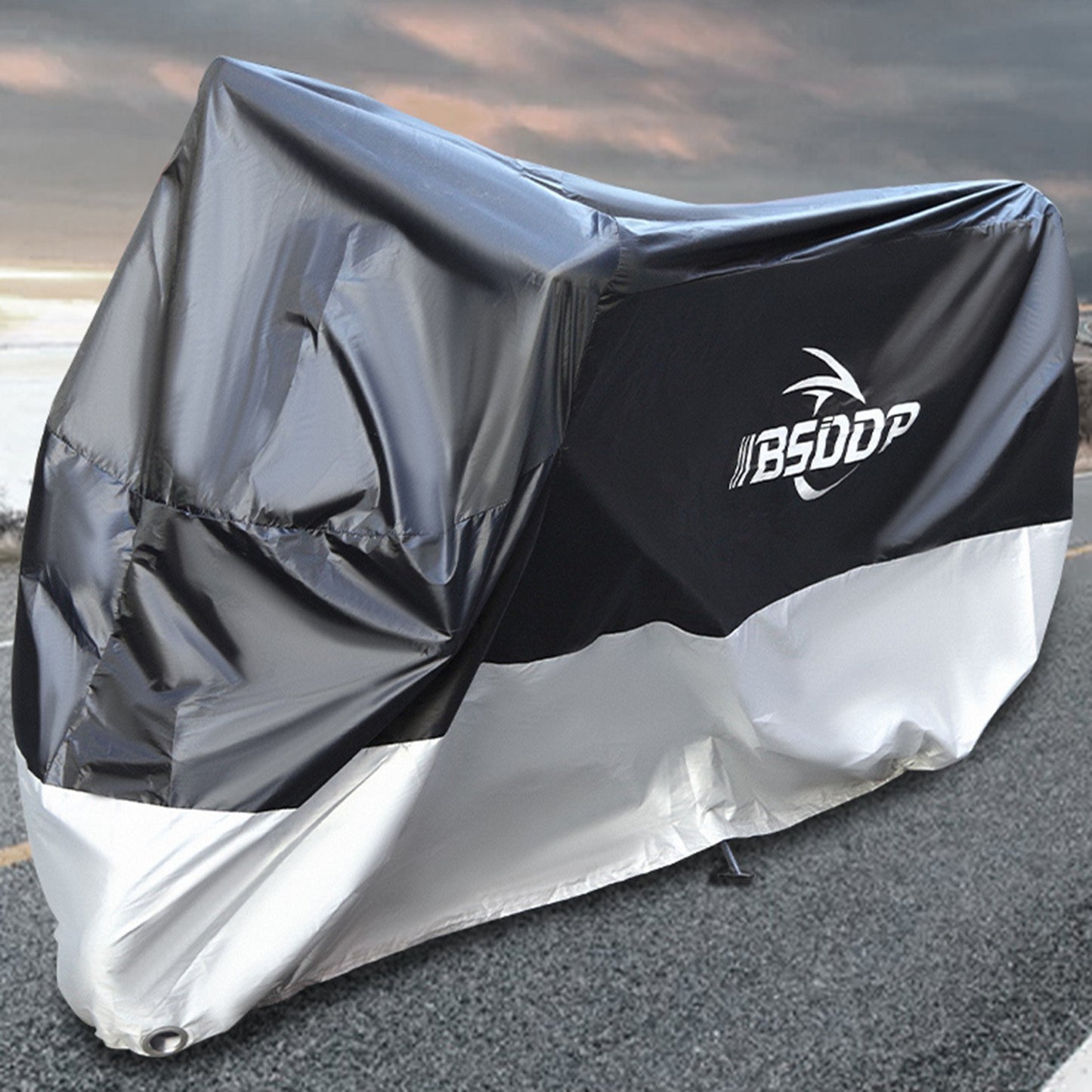BSDDP 200x90x100cm Motorcycle Cover with Keyhole Oxford Cloth Waterproof Dustproof Motorbike Outdoor Protective Hood Cover