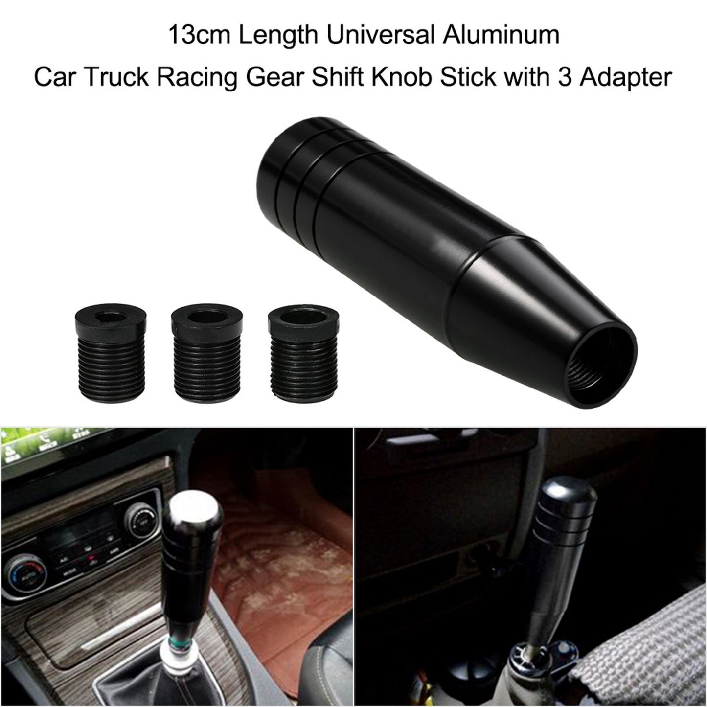 13cm Aluminum Shift Knob Car Truck Racing Gear Lever Stick Shifter Handle with 3 Adapter