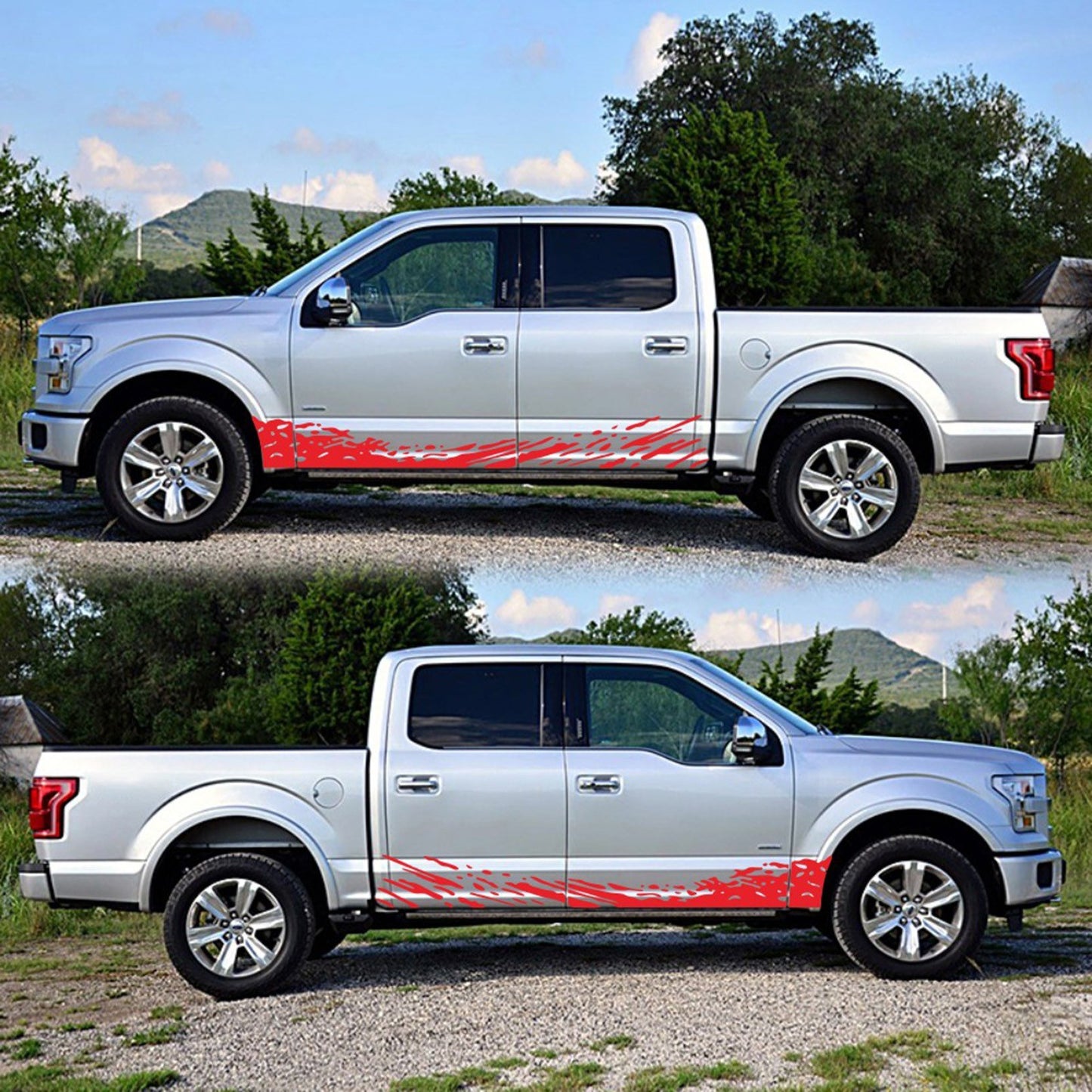 2Pcs Waves Design Truck Car Decoration Stickers Pickup SUV Car Body Door Vinyl Decal Stickers