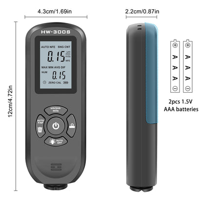 HW-300S Car Paint Tester Coating Thickness Car Painting Depth Gauge with Digital LCD Backlight Display Measuring Paint Depth
