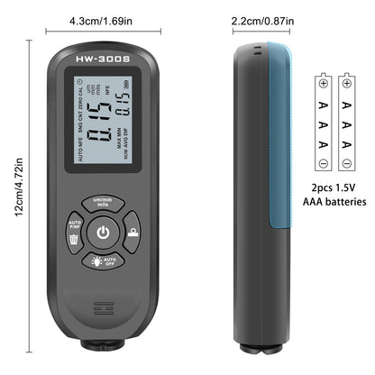 HW-300S Car Paint Tester Coating Thickness Car Painting Depth Gauge with Digital LCD Backlight Display Measuring Paint Depth