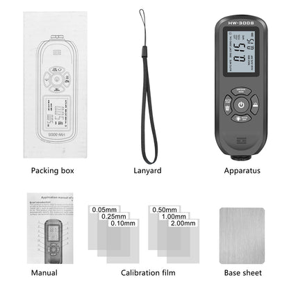 HW-300S Car Paint Tester Coating Thickness Car Painting Depth Gauge with Digital LCD Backlight Display Measuring Paint Depth