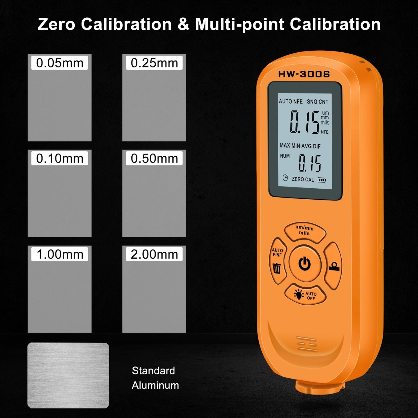 HW-300S Car Paint Tester Coating Thickness Car Painting Depth Gauge with Digital LCD Backlight Display Measuring Paint Depth