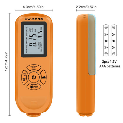 HW-300S Car Paint Tester Coating Thickness Car Painting Depth Gauge with Digital LCD Backlight Display Measuring Paint Depth